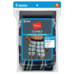 HANES Men's Classics Tagless Boxers, 5-Pack