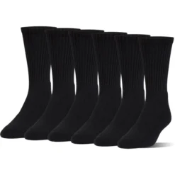 UNDER ARMOUR Boys' Charged Cotton Crew Socks, 6 Pack