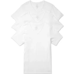 CALVIN KLEIN Men's Classic Slim V-Neck Short-Sleeve Undershirts, 3-Pack -Carhar Clothing Shop 2041780 101 alt2