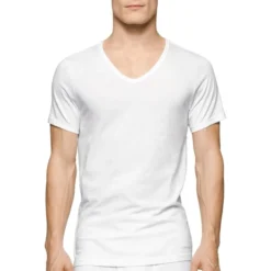 CALVIN KLEIN Men's Classic Slim V-Neck Short-Sleeve Undershirts, 3-Pack