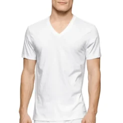 CALVIN KLEIN Men's Stretch Classic V-Neck Short-Sleeve Undershirts, 2-Pack