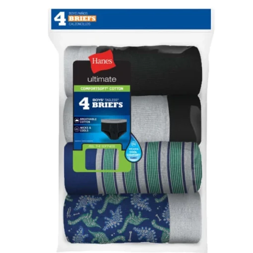 HANES Boys' Ultimate ComfortSoft Cotton Briefs, 4-Pack 3 HANES Boys' Ultimate ComfortSoft Cotton Briefs, 4-Pack -Carhar Clothing Shop 2056154 901 main