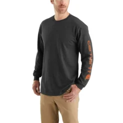 CARHARTT Men's Logo Long-Sleeve Shirt, Extended Sizes -Carhar Clothing Shop 2064190 003 alt2