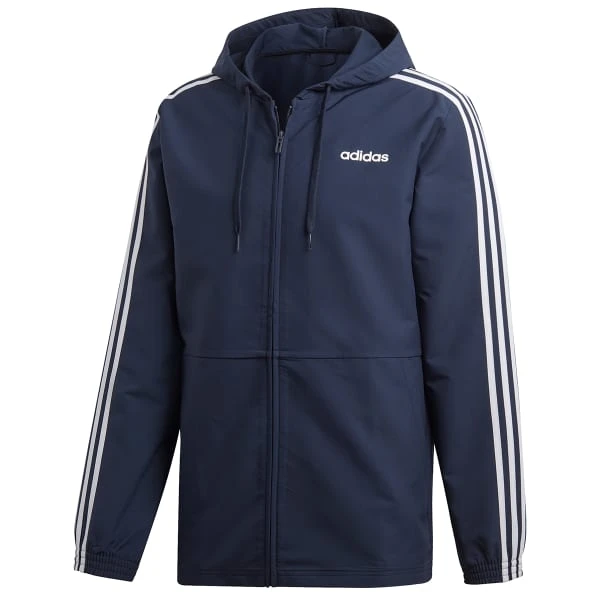 ADIDAS Men's Essentials 3-Stripes Hooded Windbreaker 1 ADIDAS Men's Essentials 3-Stripes Hooded Windbreaker