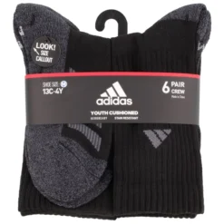 ADIDAS Youth Cushioned Angle Stripe Crew Socks, 6 Pack -Carhar Clothing Shop 2071283 001 alt3
