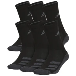 ADIDAS Youth Cushioned Angle Stripe Crew Socks, 6 Pack
