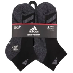 ADIDAS Boys' Cushioned Angle Stripe Quarter Socks, 6 Pack -Carhar Clothing Shop 2071284 001 alt3