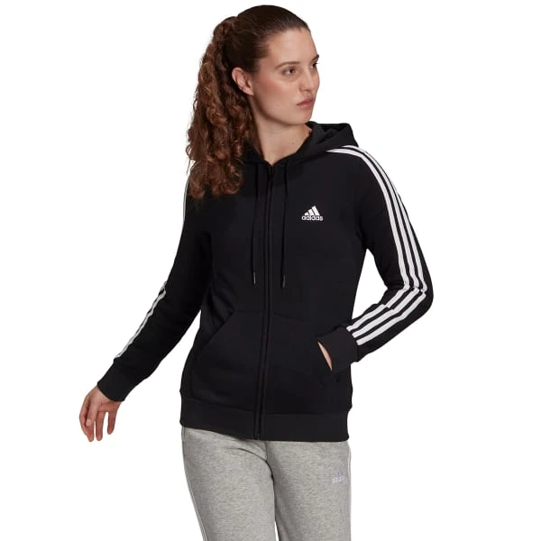 ADIDAS Women's Essentials 3-Stripe Full Zip Hoodie 2 ADIDAS Women's Essentials 3-Stripe Full Zip Hoodie - Image 2