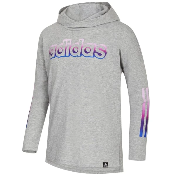 ADIDAS Girls' Long Sleeve Hooded Graphic Tee 1 ADIDAS Girls' Long Sleeve Hooded Graphic Tee