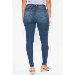 YMI Juniors' WannaBettaButt Vintage 1-Button Skinny Jeans -Carhar Clothing Shop 2078091 405 alt2