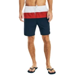 NAUTICA Men's Tri-Block Quick-Dry 8" Swim Shorts