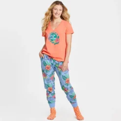 LIFE IS GOOD Women's Tropical Hibiscus Palm Coin Snuggle Up Relaxed Sleep Vee -Carhar Clothing Shop 2079679 808 alt3