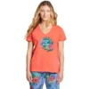 LIFE IS GOOD Women's Tropical Hibiscus Palm Coin Snuggle Up Relaxed Sleep Vee