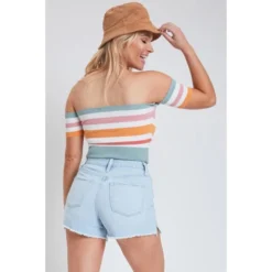 YMI Juniors' Mom Fit Shorts W/ Frayed Hem And Side Slit -Carhar Clothing Shop 2080245 431 alt3