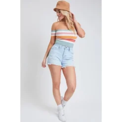 YMI Juniors' Mom Fit Shorts W/ Frayed Hem And Side Slit -Carhar Clothing Shop 2080245 431 alt4