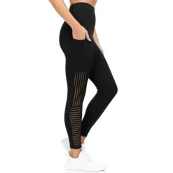 BSP Women's Sheer Panel 7/8-Length High-Waist Legging W/ Pockets -Carhar Clothing Shop 2080661 001 alt2