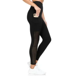 BSP Women's Sheer Panel 7/8-Length High-Waist Legging W/ Pockets -Carhar Clothing Shop 2080661 001 alt3