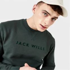 JACK WILLS Men's Rainford Flocked Graphic Crew Neck Sweatshirt -Carhar Clothing Shop 2081087 308 alt2