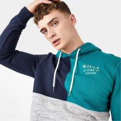 JACK WILLS Men's Crewe Cut And Sew Panel Hoodie -Carhar Clothing Shop 2081099 408 alt2