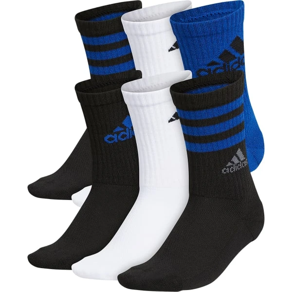 ADIDAS Boys' Cushioned Crew Socks, Assorted 6-Pack 1 ADIDAS Boys' Cushioned Crew Socks, Assorted 6-Pack