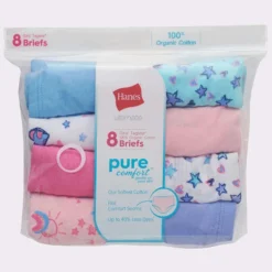 HANES Ultimate Girls' Pure Comfort Organic Cotton Brief, Assorted 8-Pack -Carhar Clothing Shop 2082506 901 alt3