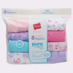 HANES Ultimate Girls' Pure Comfort Organic Cotton Hipsters. Assorted 8-Pack -Carhar Clothing Shop 2082507 901 alt2