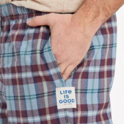 LIFE IS GOOD Men's Smoky Blue Plaid Classic Sleep Pants 8 LIFE IS GOOD Men's Smoky Blue Plaid Classic Sleep Pants -Carhar Clothing Shop 2082630 401 alt3