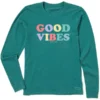 LIFE IS GOOD Women's Good Vibes Long-Sleeve Crusher Tee