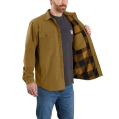 CARHARTT Men's Ruffed Flex Relaxed Fit Fleece-Lined Shirt Jacket -Carhar Clothing Shop 2082824 201 alt3