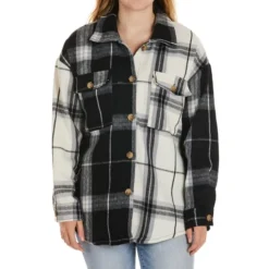 NO COMMENT Juniors' Oversized Spliced Shacket