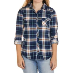 NO COMMENT Juniors' Faux Sherpa-Lined Flannel -Carhar Clothing Shop 2084039 402 alt2