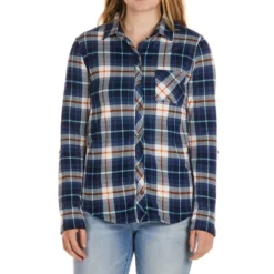 NO COMMENT Juniors' Faux Sherpa-Lined Flannel
