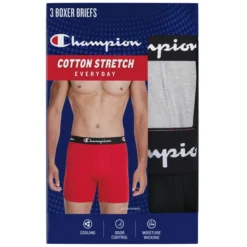 CHAMPION Men's Lightweight Stretch Boxer Briefs, 3 Pack -Carhar Clothing Shop 2084148 001 alt3