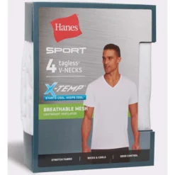 HANES Men's Ultimate X-Temp Mesh V-Neck Undershirts, 4-Pack -Carhar Clothing Shop 2084156 101 alt4