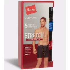 HANES Ultimate Men's Stretch Boxer Briefs, 5-Pack Extended Size -Carhar Clothing Shop 2084159 001 alt4