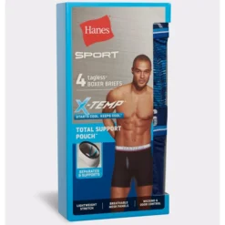HANES SPORT Men's Total Support Pouch X-Temp Boxer Briefs, 4-Pack Extended Size -Carhar Clothing Shop 2084167 901 alt8