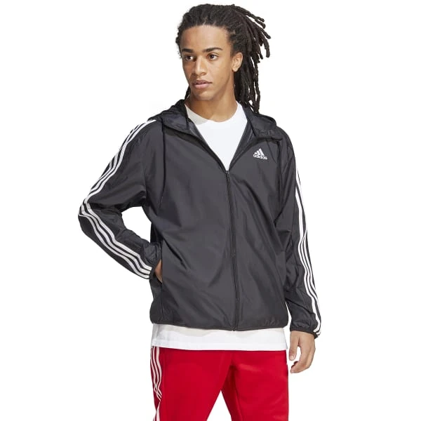 ADIDAS Men's Essentials 3-Stripes Windbreaker 4 ADIDAS Men's Essentials 3-Stripes Windbreaker - Image 4