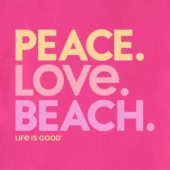 LIFE IS GOOD Women's Peace Love Beach Short-Sleeve Crusher Tee -Carhar Clothing Shop 2086101 609 alt1