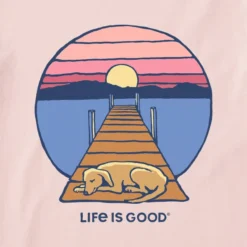 LIFE IS GOOD Women's Dock Dog Sunset Crusher Short-Sleeve Tee -Carhar Clothing Shop 2086108 608 alt1