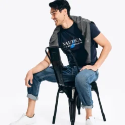 NAUTICA Men's Sustainable Short-Sleeve Logo Tee -Carhar Clothing Shop 2086134 402 alt3