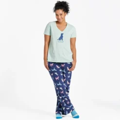 LIFE IS GOOD Women's Wag On Lab Snuggle Up Relaxed Short-Sleeve Sleep Vee 7 LIFE IS GOOD Women's Wag On Lab Snuggle Up Relaxed Short-Sleeve Sleep Vee -Carhar Clothing Shop 2087636 314 alt3