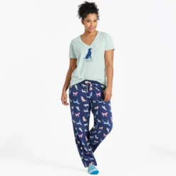 LIFE IS GOOD Women's Colorful Dogs Pattern Snuggle Up Sleep Pants -Carhar Clothing Shop 2087637 403 alt4
