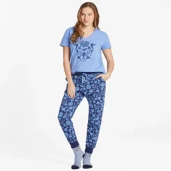 LIFE IS GOOD Women's Hummingbirds Mirror Snuggle Up Relaxed Sleep Vee -Carhar Clothing Shop 2087638 405 alt3