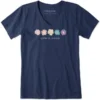 LIFE IS GOOD Women's Simple Rainbow Flowers Short-Sleeve Vee