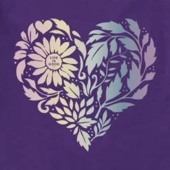 LIFE IS GOOD Women's Floral Rainbow Heart Long-Sleeve Crusher-LITE Hooded Tee -Carhar Clothing Shop 2087661 502 alt2