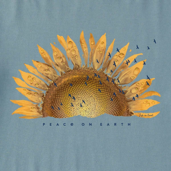 LIFE IS GOOD Women's Sunflower Peace On Earth Long-Sleeve Crusher-LITE Hooded Tee 2 LIFE IS GOOD Women's Sunflower Peace On Earth Long-Sleeve Crusher-LITE Hooded Tee - Image 2