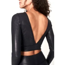 YOGAWORKS Women's Holly Long-Sleeve Top W/ V Back -Carhar Clothing Shop 2088401 001 alt5