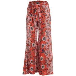 ANGIE Juniors' Floral Print Tie Waist Wide Leg Pants