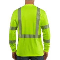CARHARTT Men's 100496 High-Vis Force Relaxed Fit Lightweight Long-Sleeve Class 3 Pocket Tee, Extended Sizes -Carhar Clothing Shop 2089801 305 alt2