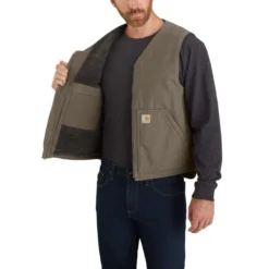 CARHARTT Men's 104394 Relaxed Fit Washed Duck Sherpa-Lined Vest, Extended Sizes -Carhar Clothing Shop 2089868 335 alt3